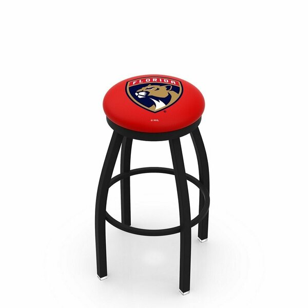 Holland Bar Stool Co 25" Blk Wrinkle Florida Panthers Swivel Bar Stool, Accent Ring L8B2B25FlaPan